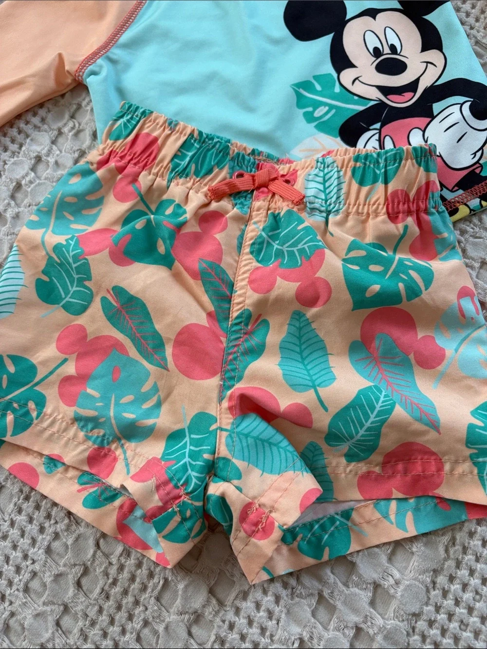 Disney Baby Mickey Mouse 2-Piece Rash Guard & Trunks Swim Set 6-9 Months